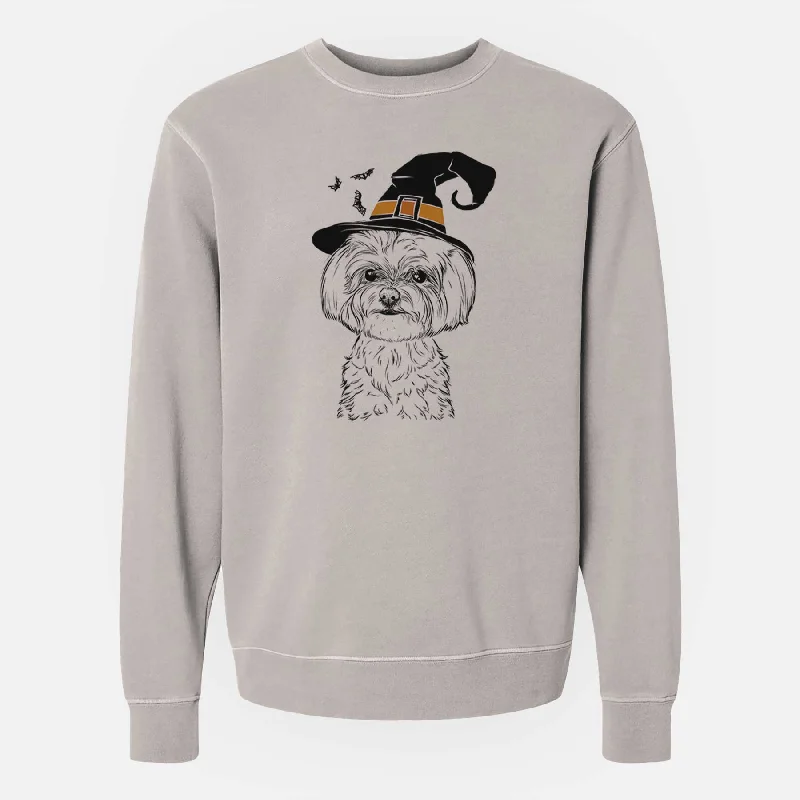 Witch Willow the Maltese - Unisex Pigment Dyed Crew Sweatshirt