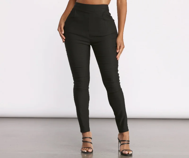 High Waist Tapered Skinny Leg Dress Pants