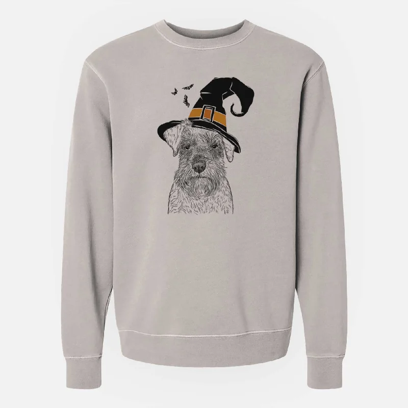 Witch Smokey the Miniature Schnauzer - Unisex Pigment Dyed Crew Sweatshirt