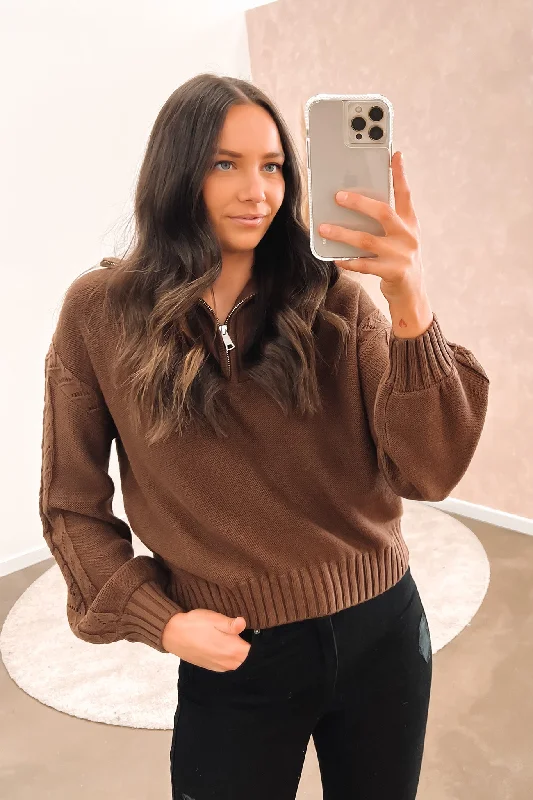 Amelie Half Zip Knit Brown