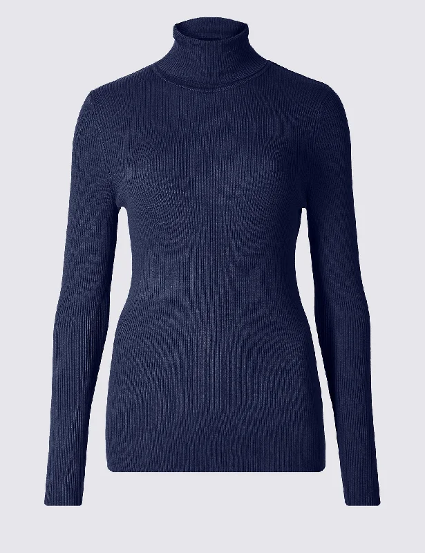 Ribbed Roll Neck Jumper