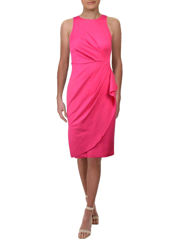 Womens Ruched Sleeveless Cocktail Dress