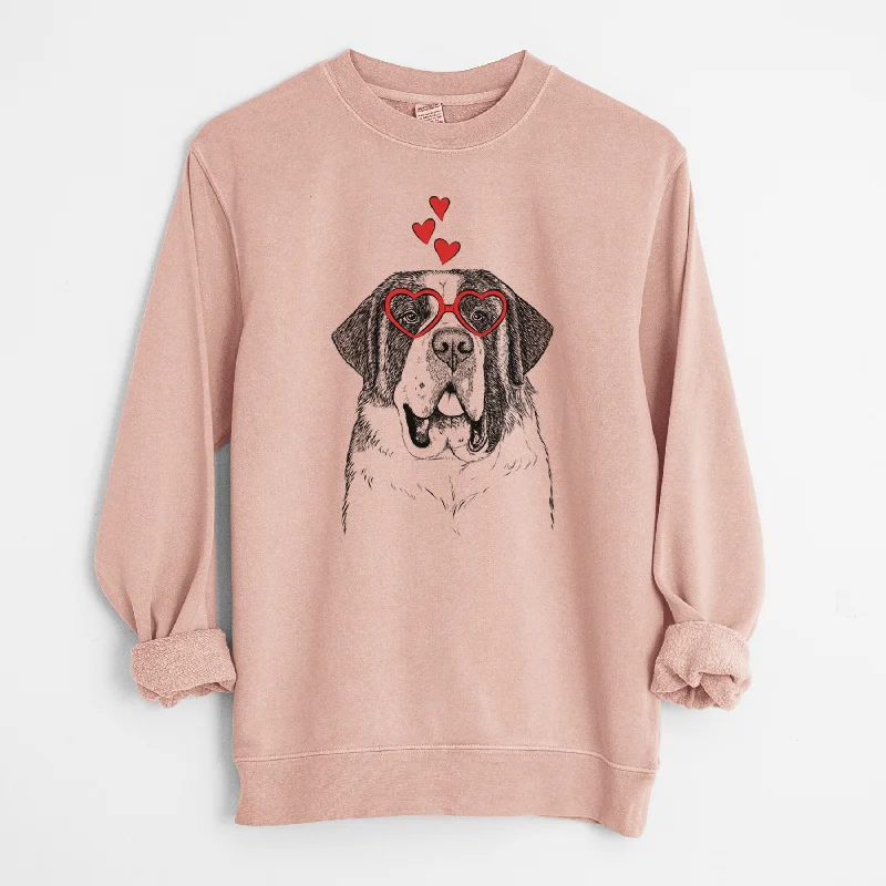 Valentine Thor the Saint Bernard - Unisex Pigment Dyed Crew Sweatshirt