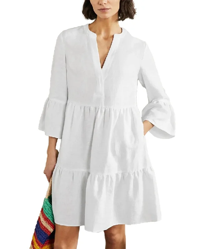 Boden Relaxed Linen Tiered Dress