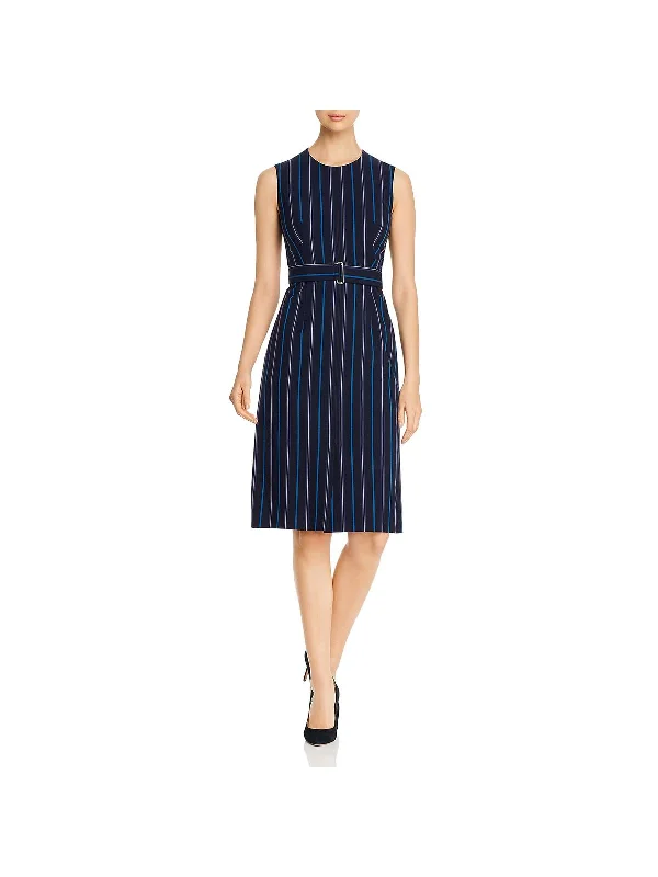 Daitala Womens Striped Belted Wear to Work Dress