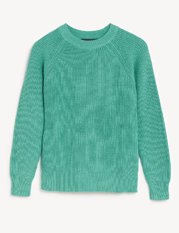 Cotton Rich Ribbed Crew Neck Jumper