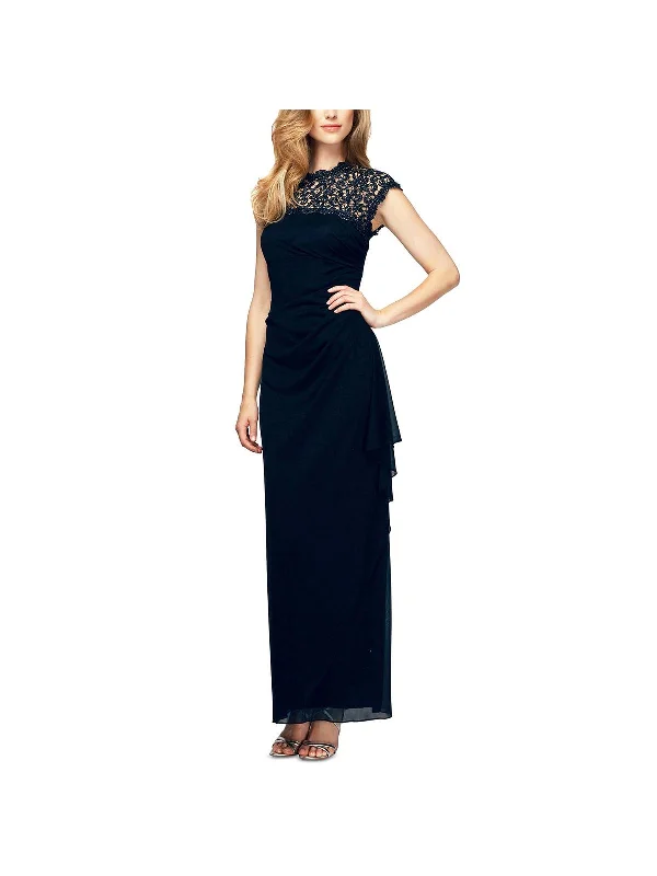 Womens Metallic Full-Length Evening Dress