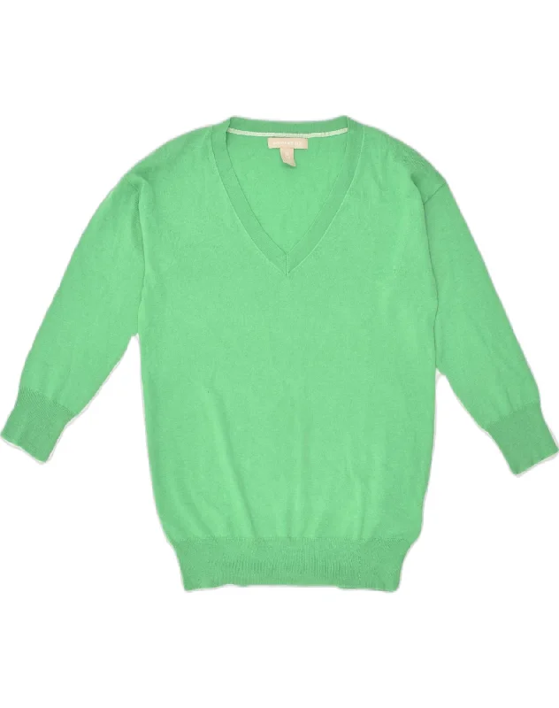 BANANA REPUBLIC Womens 3/4 Sleeve V-Neck Jumper Sweater UK 6 XS Green Silk